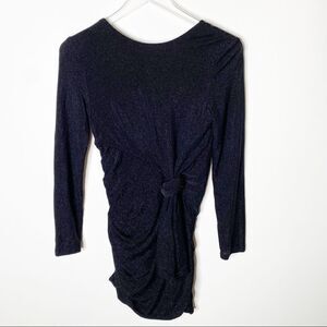 Do & Be Black Glitter Long Sleeve Knotted Dress SM